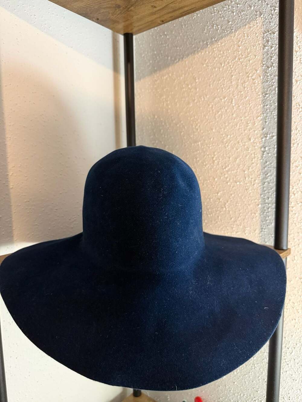 Borsalino Antica Casa Navy Blue Fur Felt Velour Capeline Floppy Hat